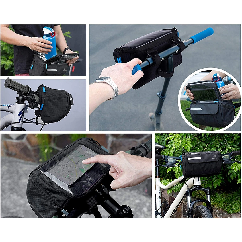 Bike Handlebar Bag Waterproof Touchscreen Phone Holder, 4-Layer Protection Handlebar Bags for Bicycles Pouch for Handlebars, MTB, Road, Mountain Cycling Bag