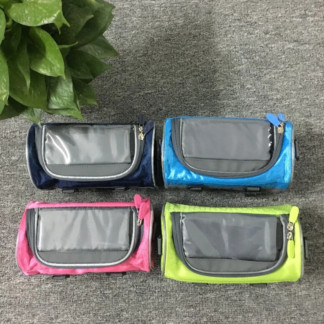 Bicycle Bag Cycling Cylindrical Portable Bicycle Bike Front Handlebar Bag with Transparent Pouch for Riding and More Outdoor Activities Wbb10163