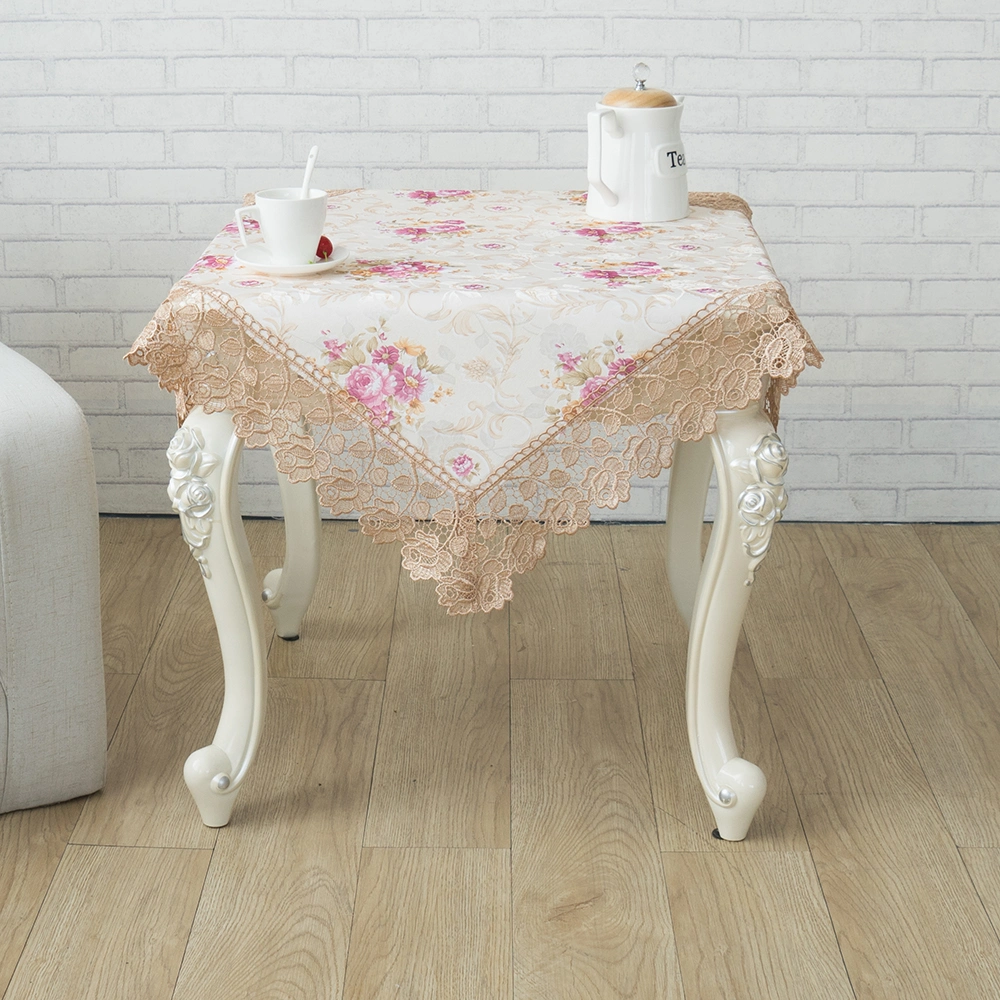 Wholesale Purple Flowers Prined Jacquard Luxury Home Decor Table Cover for Table, Furniture