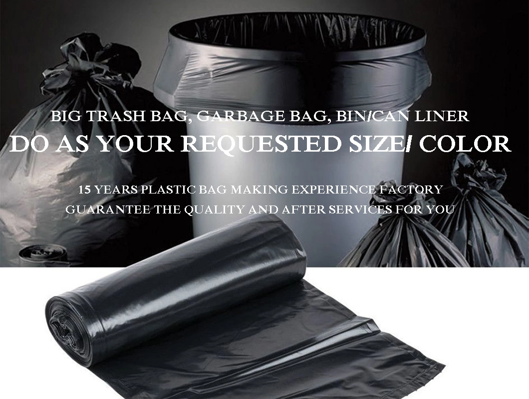 Black Carrier Refuse Sacks Pet Dog Waste Bin Liner Trash Packaging Disposable Plastic Garbage Bag