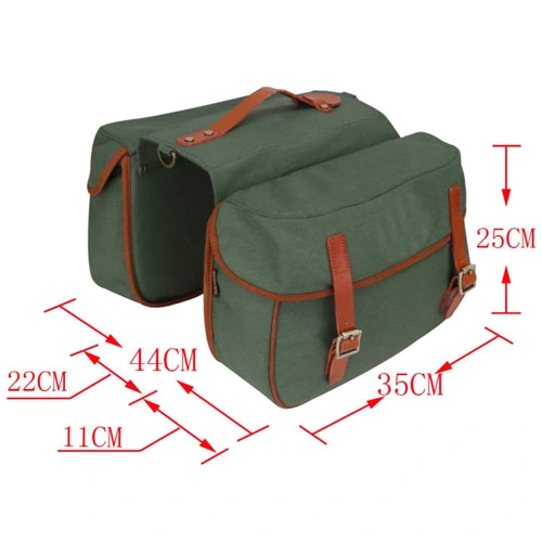 Waterproof Canvas Bicycle Bike Rear Seat Carrier Bag Cycling Double Pannier Bag Pack (Green)