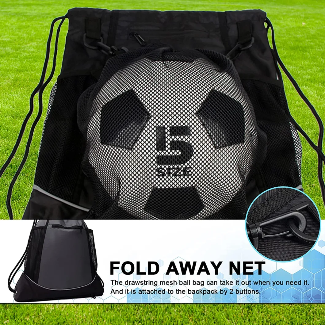Foldable Drawstring Basketball Backpack Gym Bag Sackpack Sports Sack with Detachable Ball Mesh Bag for Volleyball Baseball Yoga