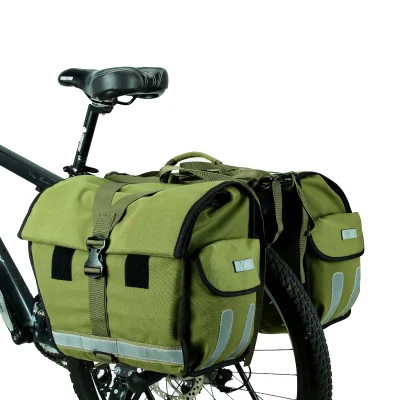 Bike Bag Bicycle Panniers Water-Resistant Large Capacity Rack Trunks Rear Seat Carrier Pack - Rain Cover Included