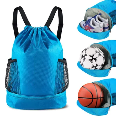 Double Shoulder Outdoor Sports Leisure Travel Fitness Yoga Football Basketball Drawstring Backpack Pack Bag (CY5836)